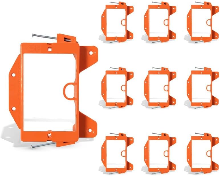 Best Mounts BestMounts - 10 Pack Nail-ON Low Voltage Mounting Brackets 1 Gang Multipurpose New Construction - Drywall Outlet Cable Wall Plate Bracket for Telephone Wire, Network Cable, HDMI, Speaker Wire - Image 1